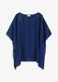 bonprix bonprix Camisas Y Blusas|Ropa Elegante>Túnica con lentejuelas Azul oxford