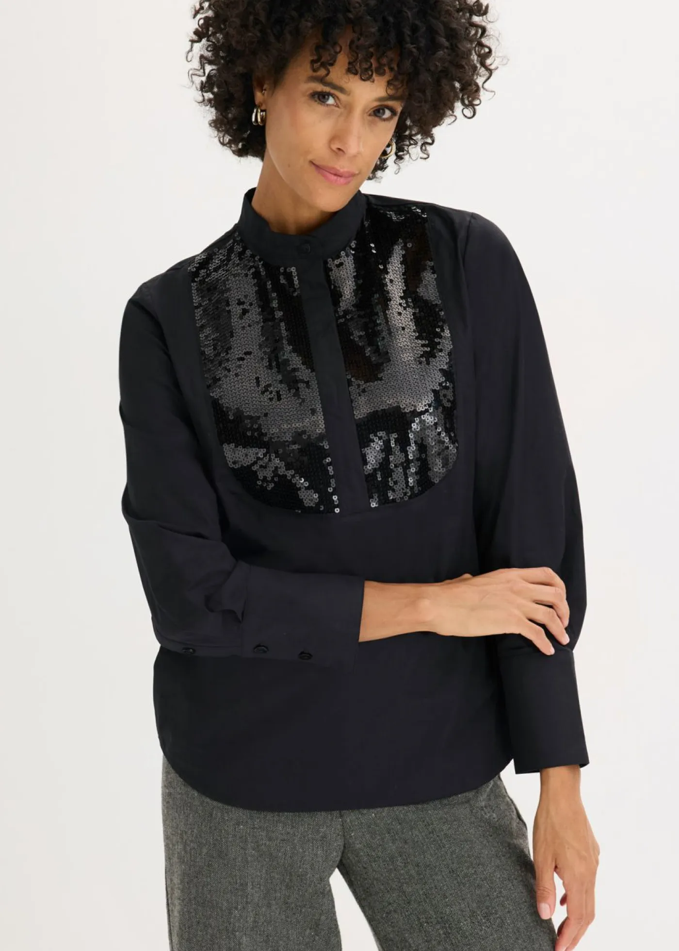 bonprix bonprix Camisas Y Blusas>Túnica con lentejuelas Negro