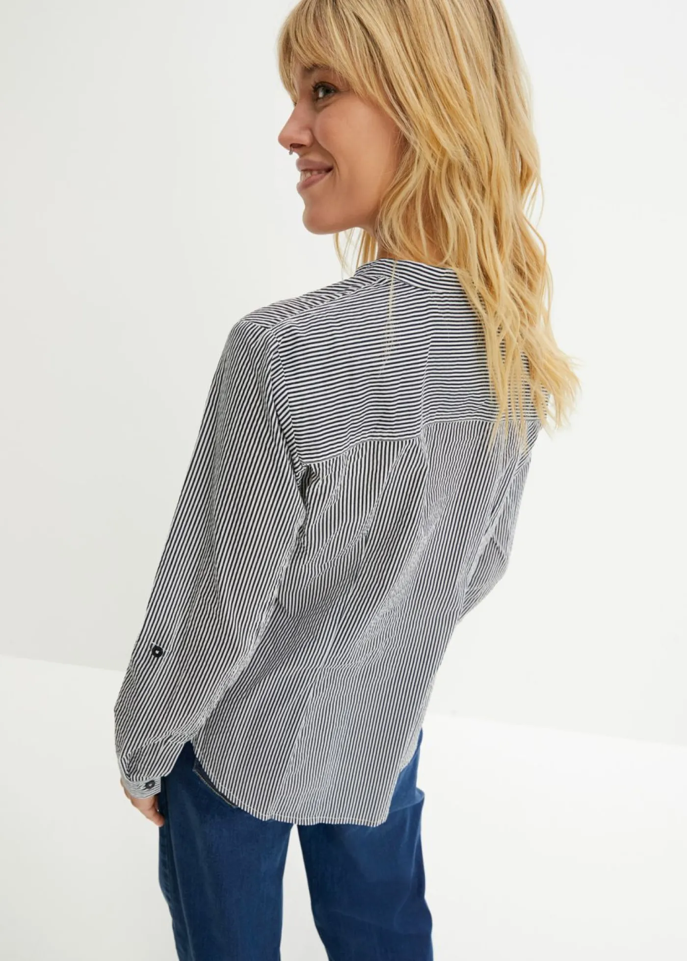 bonprix bonprix Camisas Y Blusas>Túnica de algodón azul marino-blanco con rayas