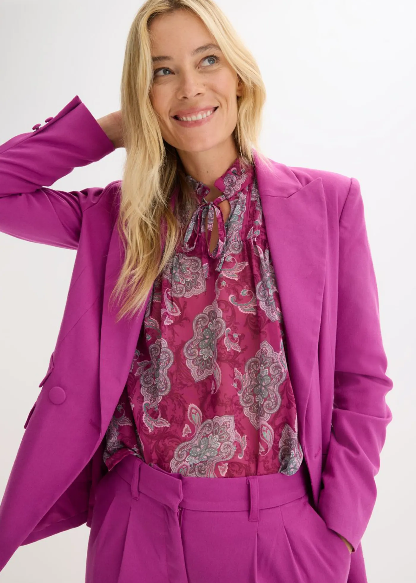 bonprix bonprix Camisas Y Blusas>Túnica de gasa con patrón paisley fucsia oscuro-hierbabuena-rosa orquídea