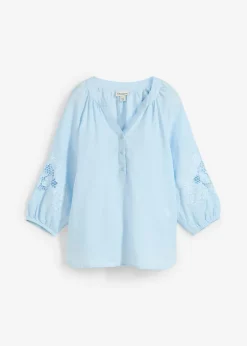 bonprix bonprix Premium|Camisas Y Blusas>Túnica de lino puro Azul hielo