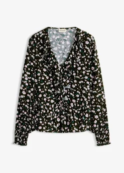 bonprix bonprix Camisas Y Blusas|Novedades>Túnica de mezcla de viscosa fina Negro de flores