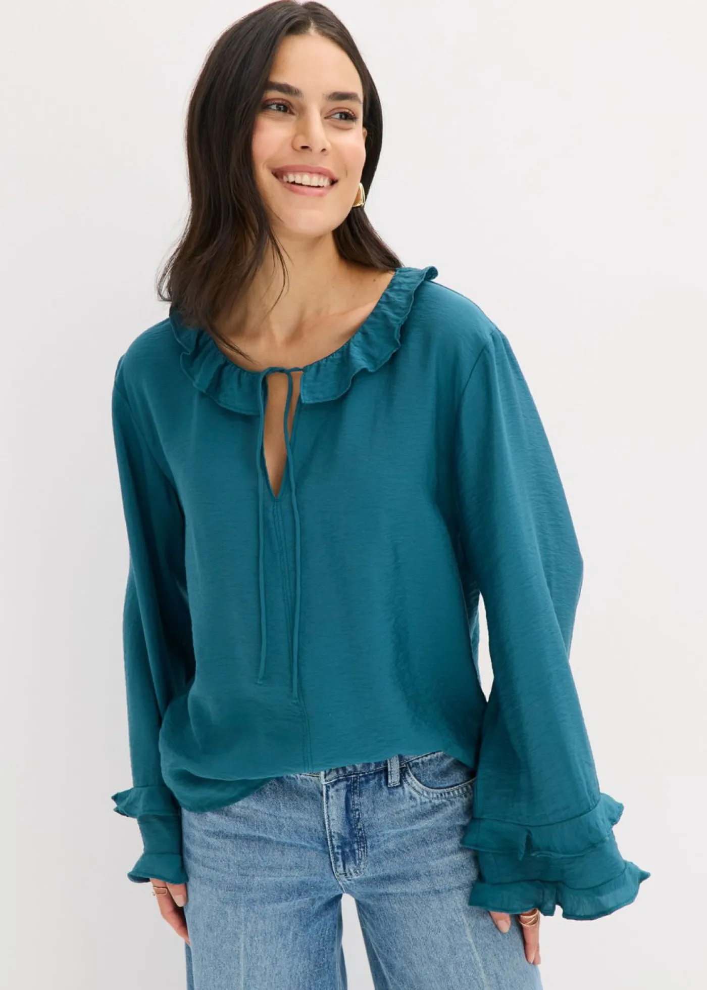 bonprix bonprix Camisas Y Blusas>Túnica de mezcla de viscosa fina verde pimiento