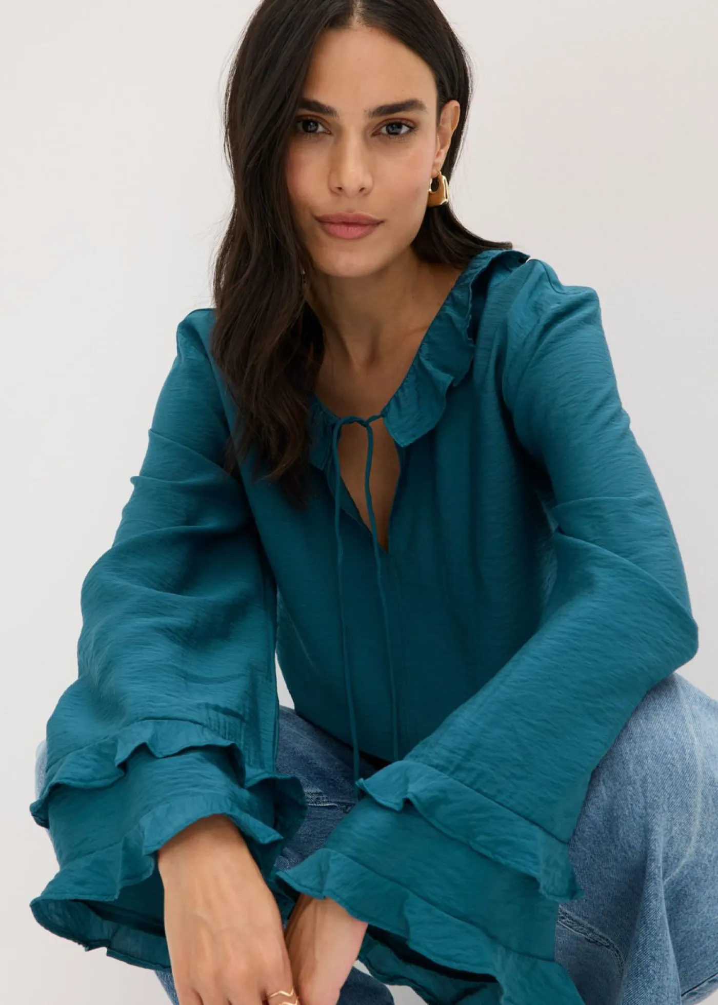 bonprix bonprix Camisas Y Blusas>Túnica de mezcla de viscosa fina verde pimiento