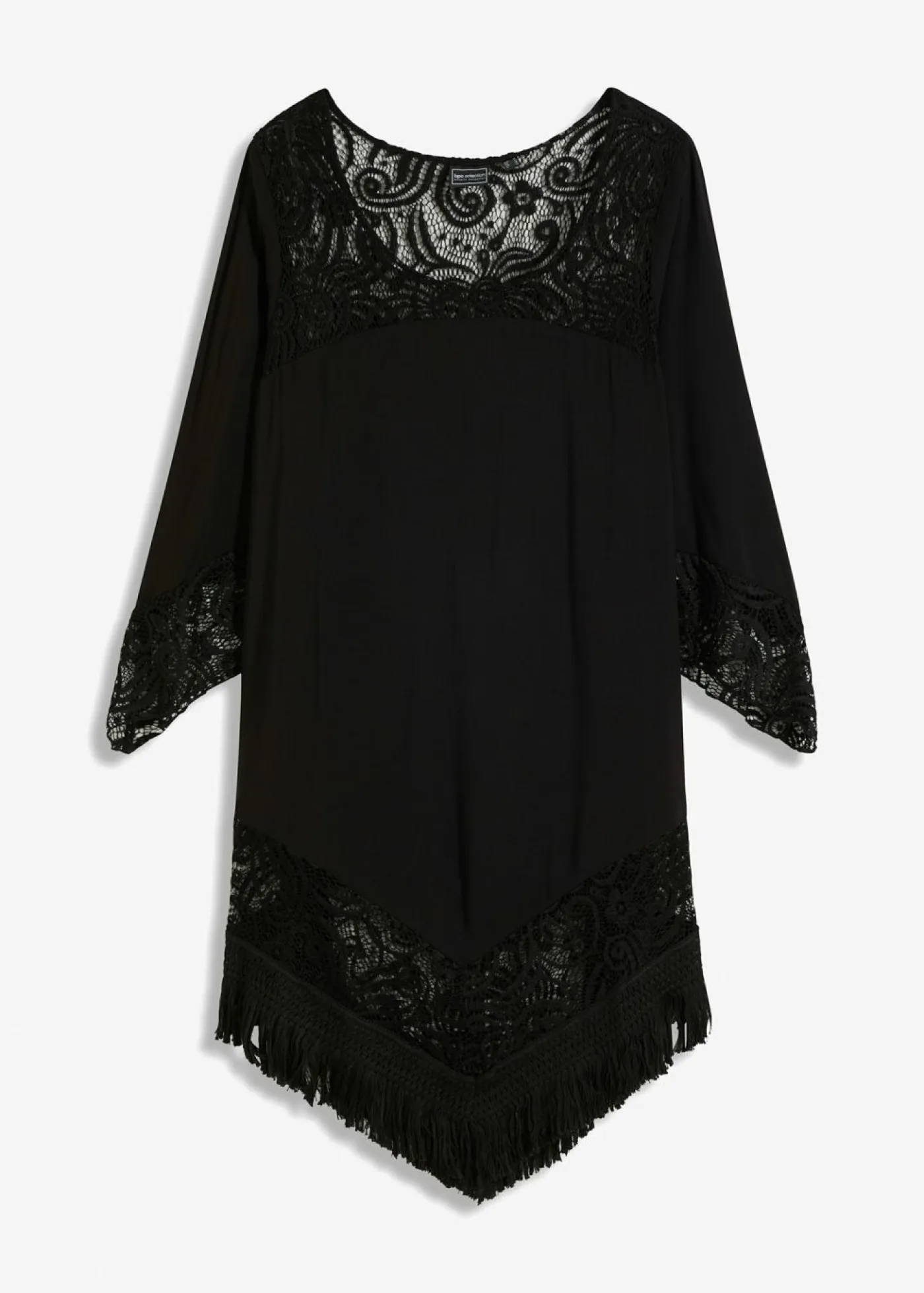 bonprix bonprix Ropa De Playa|Camisas Y Blusas>Túnica de playa con encaje de viscosa Negro