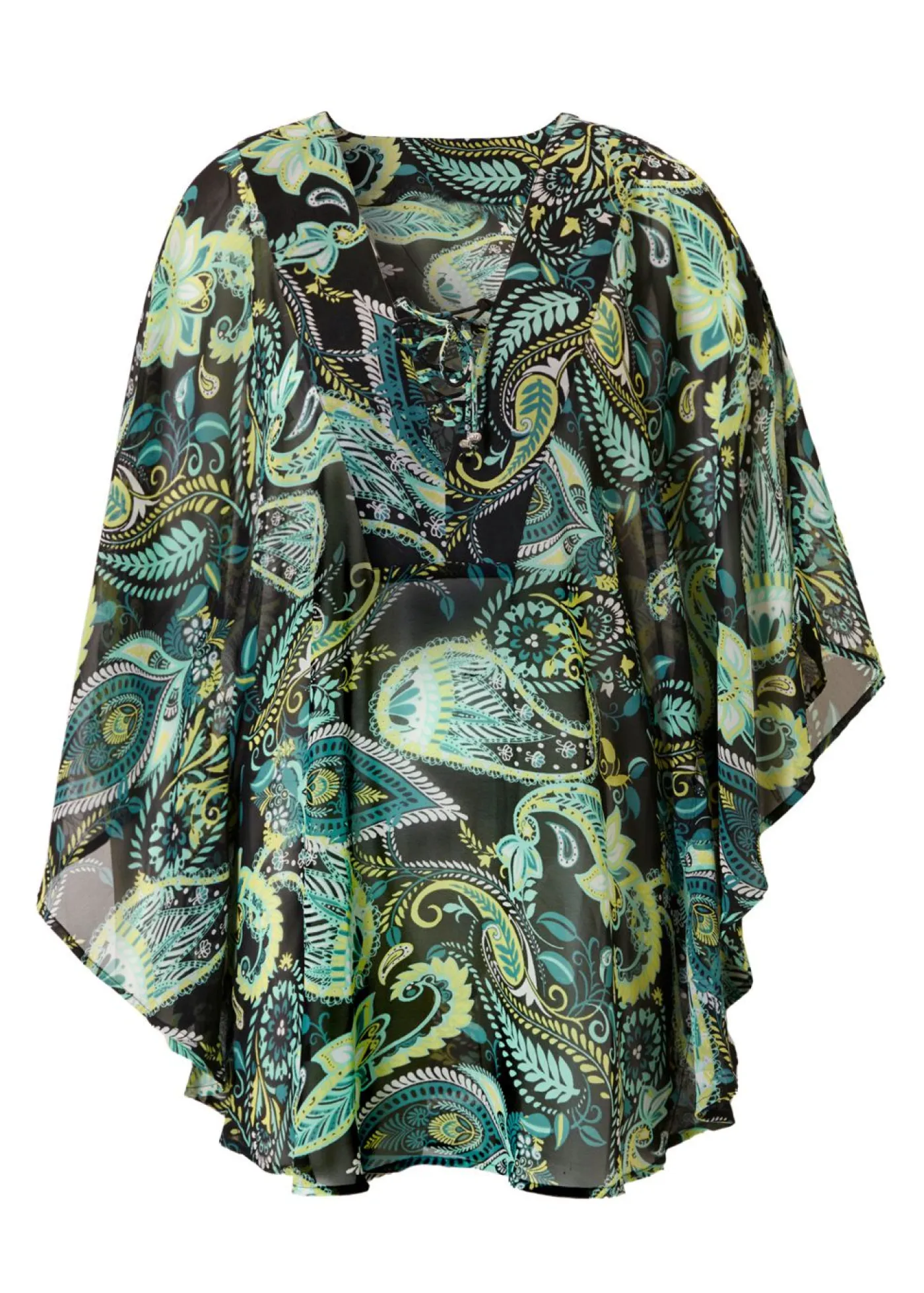 bonprix bonprix Ropa De Playa|Vestidos>Túnica de playa de gasa ligera Negro-verde