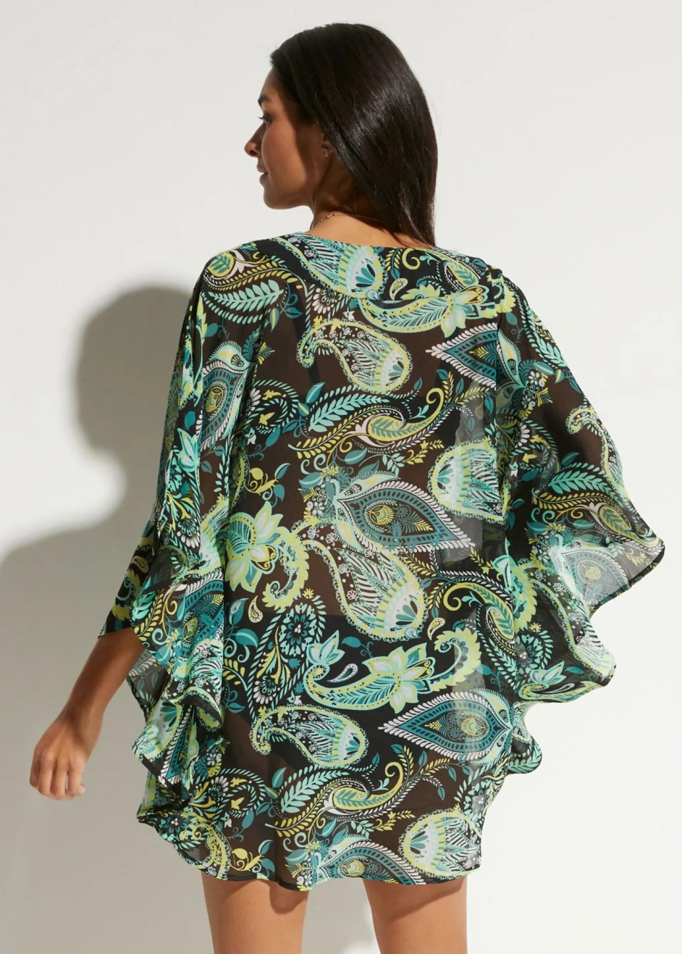 bonprix bonprix Ropa De Playa|Vestidos>Túnica de playa de gasa ligera Negro-verde