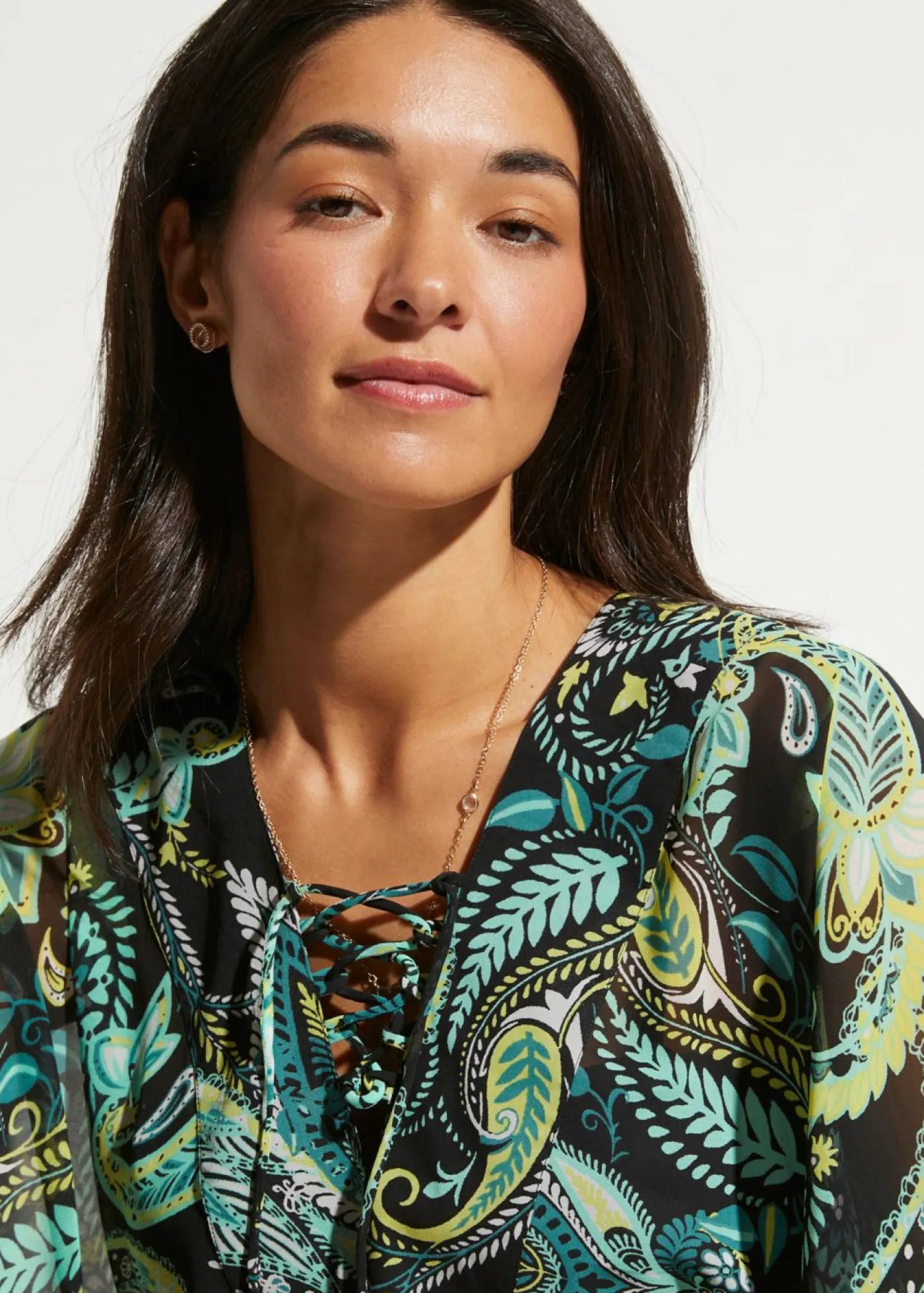 bonprix bonprix Ropa De Playa|Vestidos>Túnica de playa de gasa ligera Negro-verde