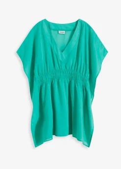 bonprix bonprix Ropa De Playa|Camisas Y Blusas>Túnica de playa transparente con escote en V turquesa