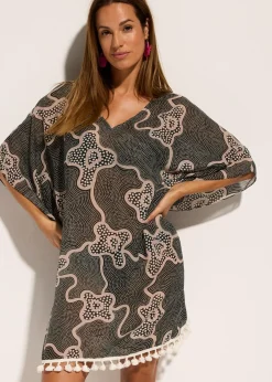 bonprix bonprix Ropa De Playa|Vestidos>Túnica de playa transparente Negro-beige