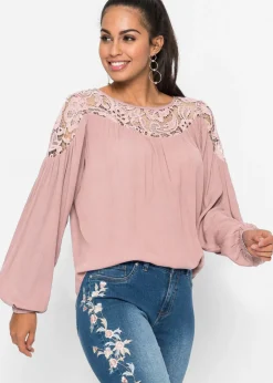 bonprix bonprix Camisas Y Blusas>Túnica de viscosa fluida Rosa palo
