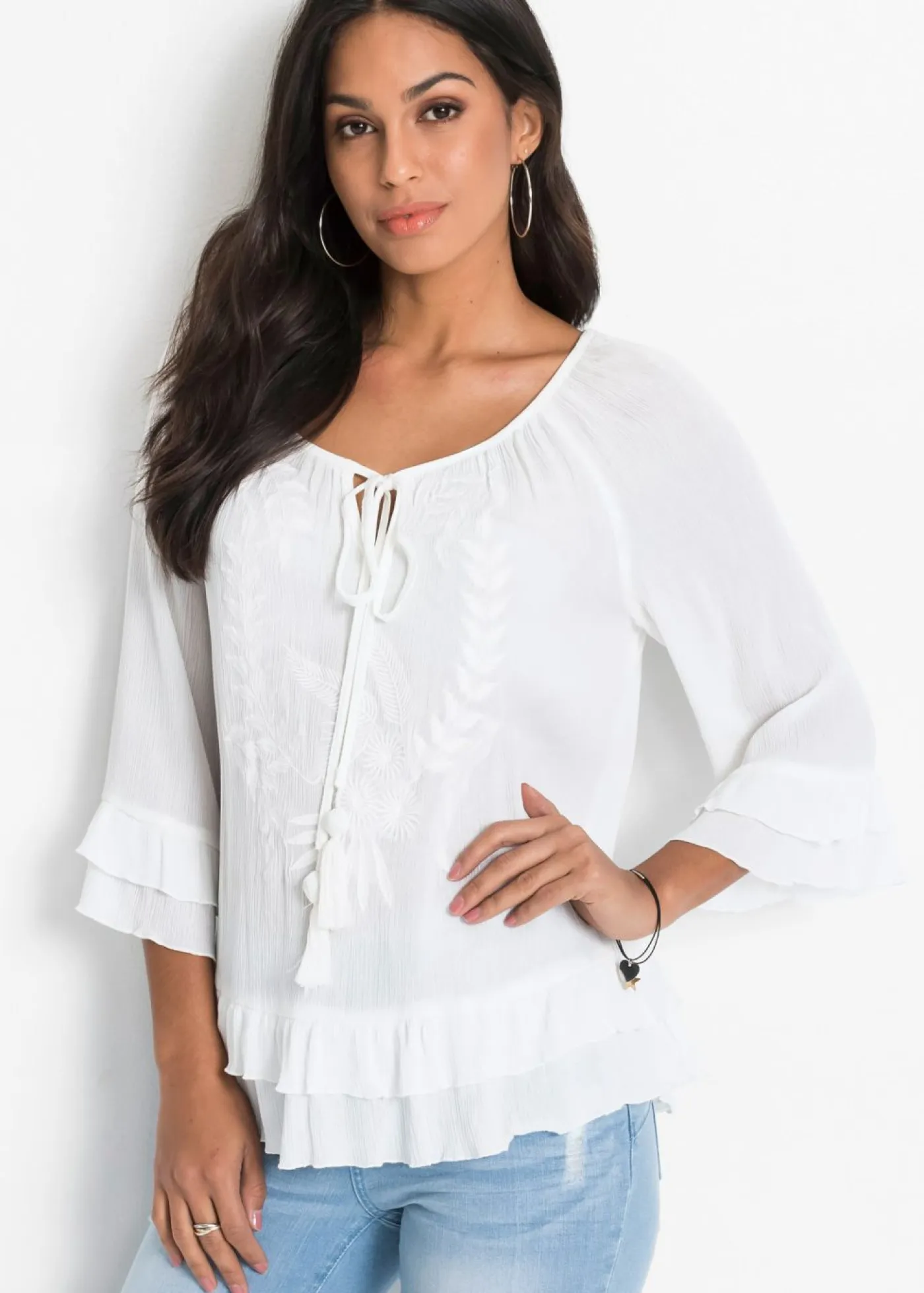 bonprix bonprix Camisas Y Blusas>Túnica de viscosa suave crema suave