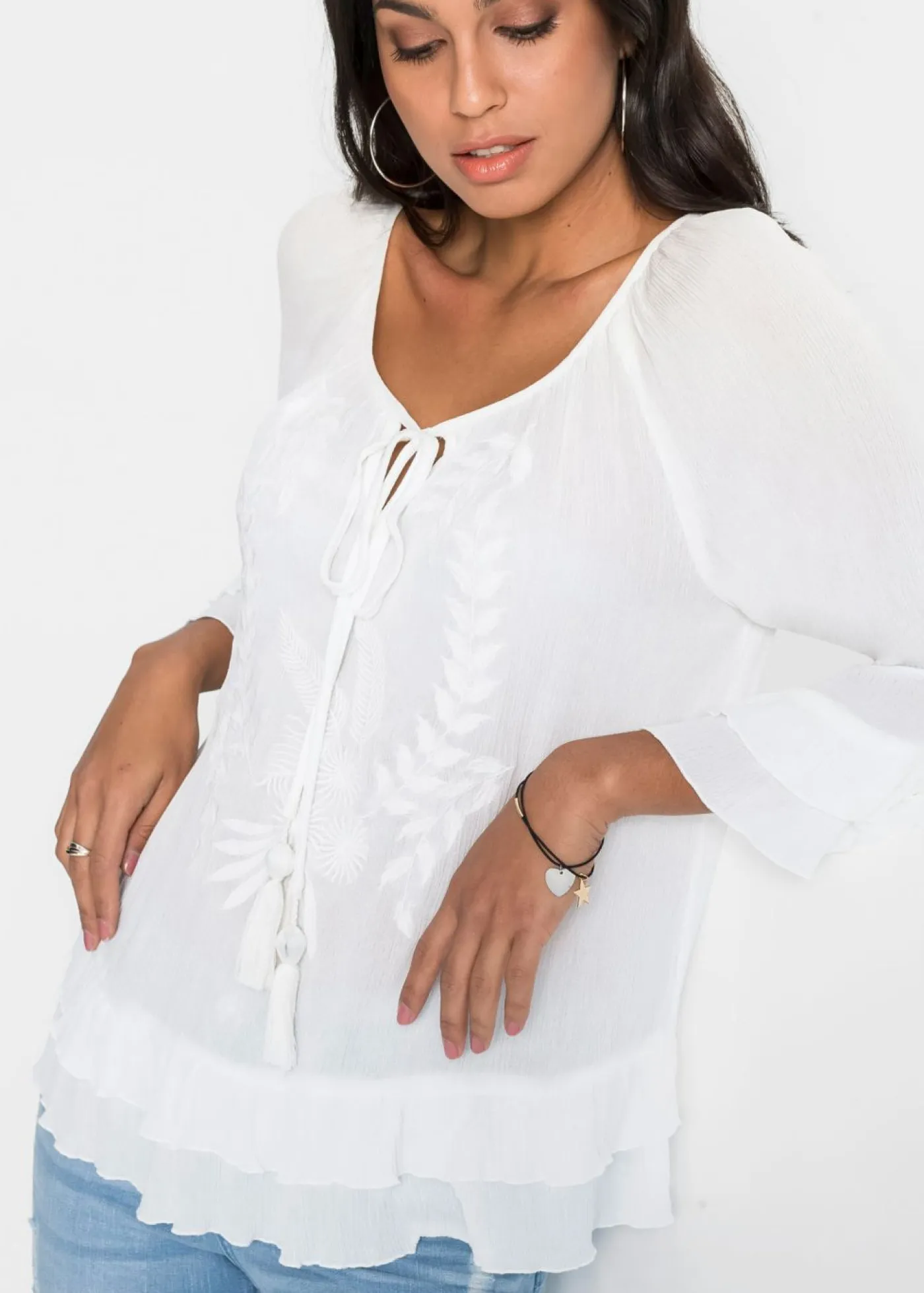 bonprix bonprix Camisas Y Blusas>Túnica de viscosa suave crema suave