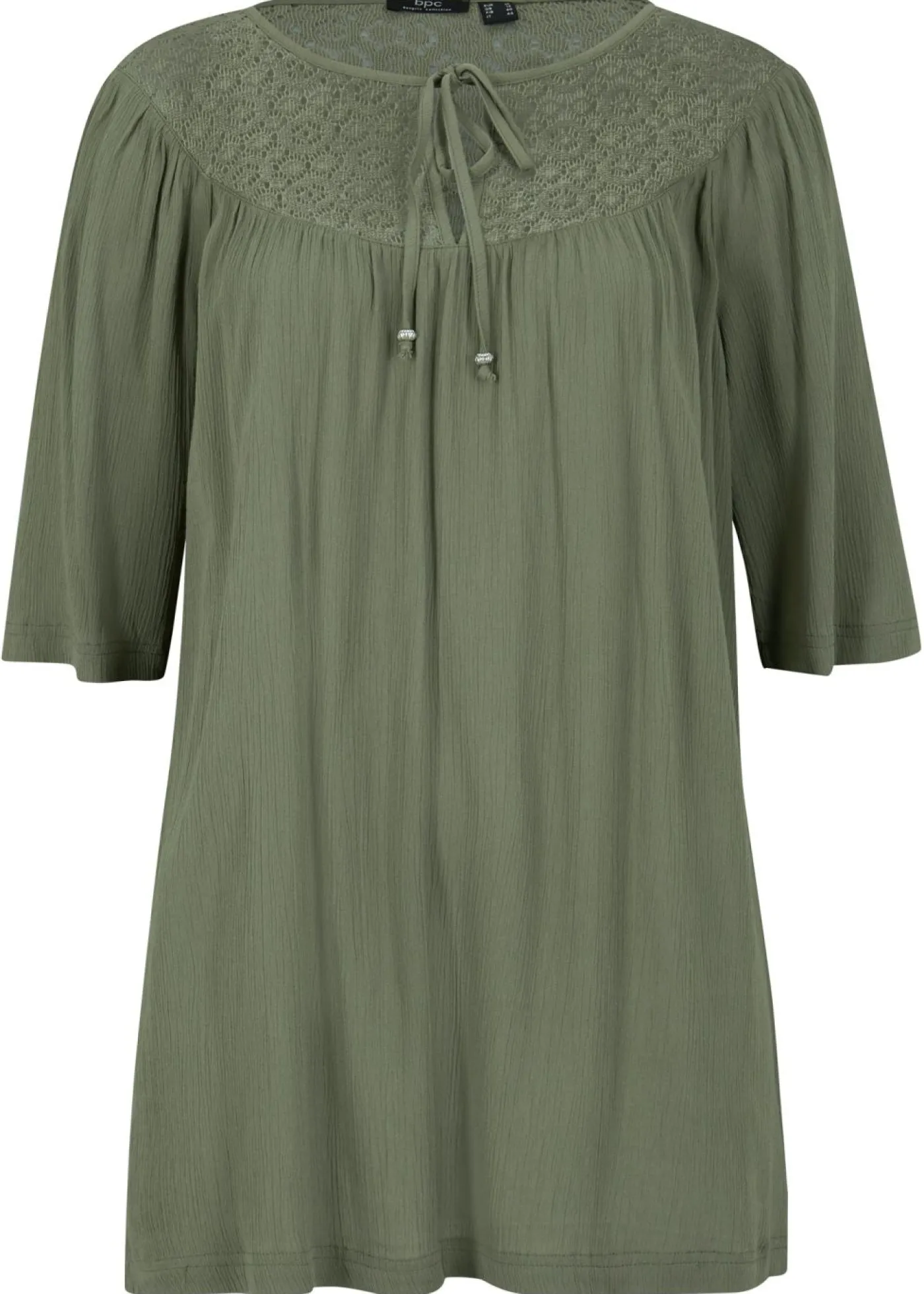 Mujer bonprix bonprix Túnica larga con efecto arrugado media manga