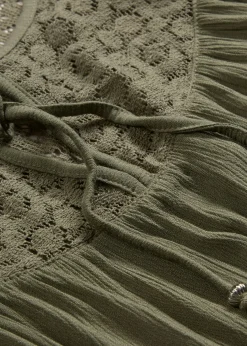 Mujer bonprix bonprix Túnica larga con efecto arrugado media manga