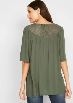 Mujer bonprix bonprix Túnica larga con efecto arrugado media manga