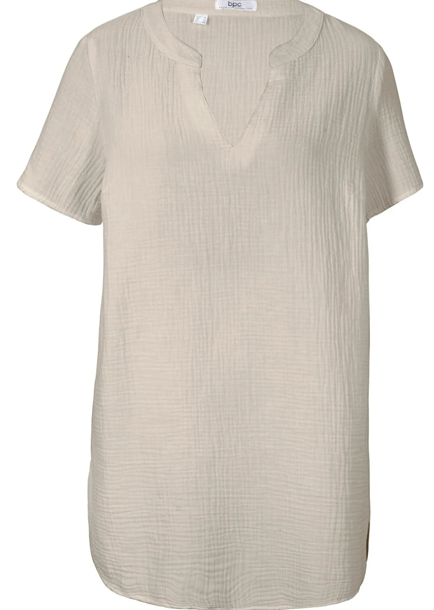 bonprix bonprix Camisas Y Blusas>Túnica larga de muselina de algodón puro gris piedra