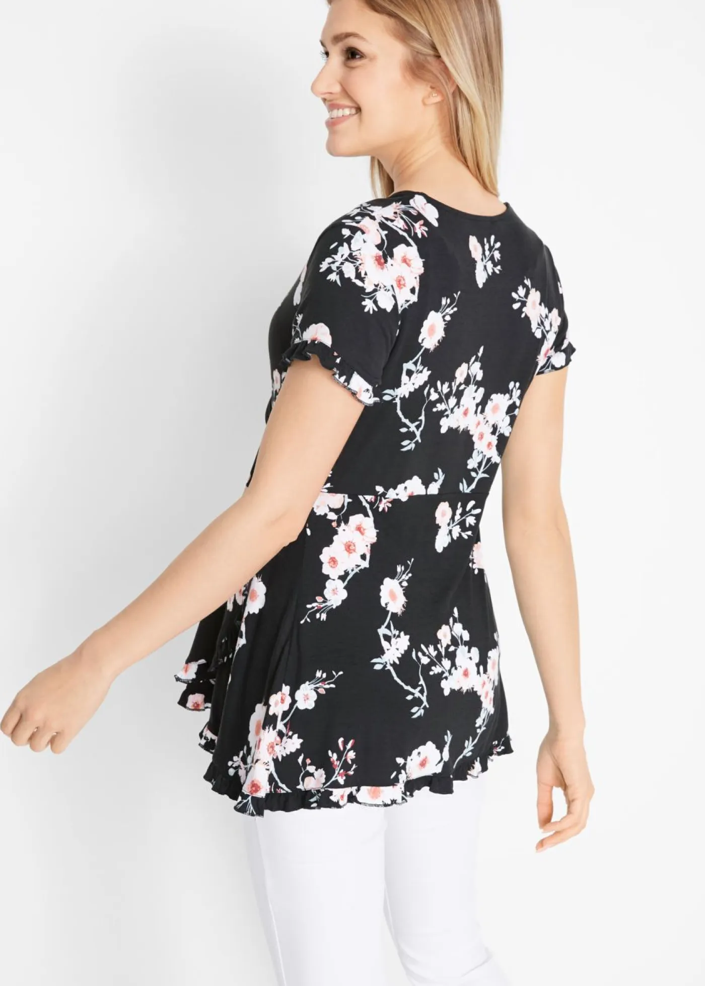 bonprix bonprix Premamá>Túnica premamá/de lactancia 2 en 1 de viscosa Negro de flores