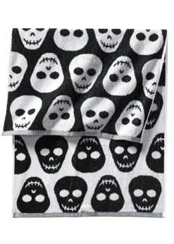bonprix bonprix Muebles De Baño·Toallas De Baño|Toallas>Toalla de mano de algodón con estampado de calaveras Negro-blanco