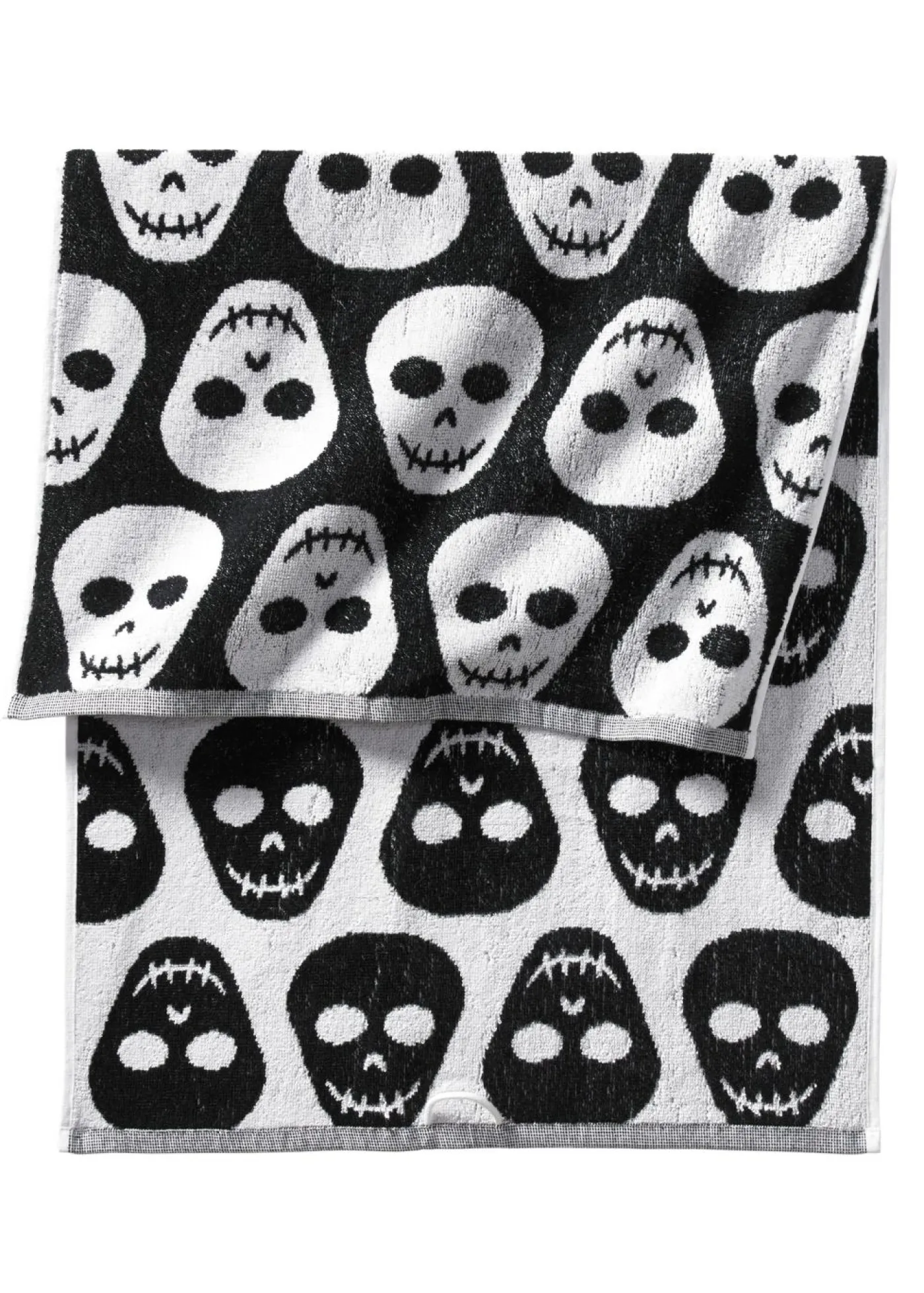 bonprix bonprix Muebles De Baño·Toallas De Baño|Toallas>Toalla de mano de algodón con estampado de calaveras Negro-blanco