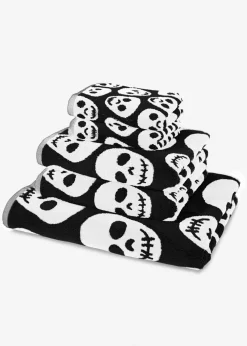 bonprix bonprix Muebles De Baño·Toallas De Baño|Toallas>Toalla de mano de algodón con estampado de calaveras Negro-blanco