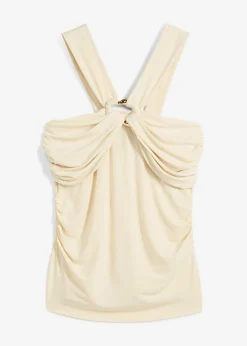 Mujer bonprix bonprix Top anudado al cuello con hebilla decorativa