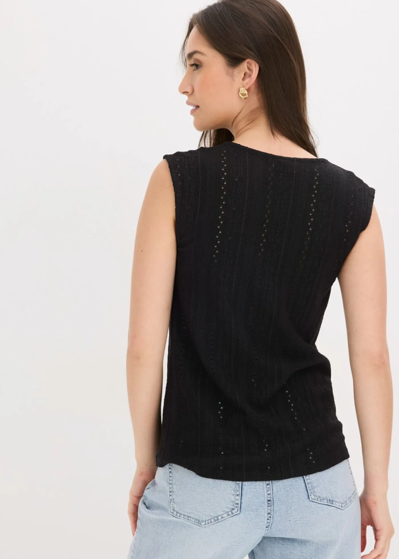 bonprix bonprix Camisetas|Novedades>Top con bordado calado Negro