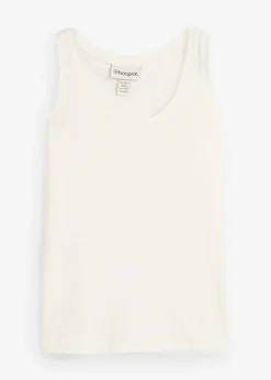 bonprix bonprix Premium|Camisetas>Top con contenido de seda Blanco lana