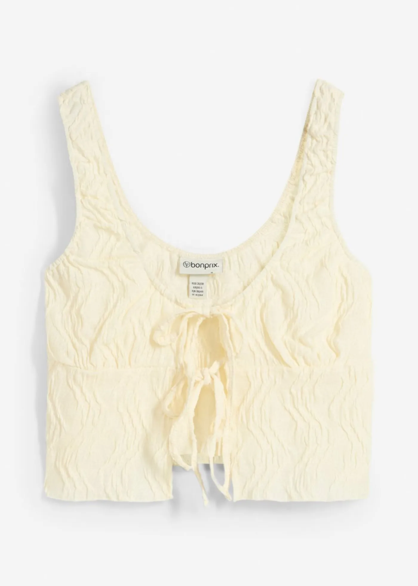 bonprix bonprix Camisetas>Top con cordones de aspecto estructurado Blanco-crema