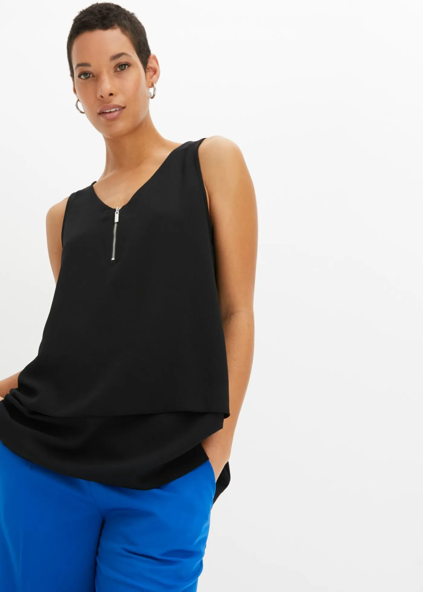 bonprix bonprix Camisas Y Blusas|Camisetas>Top con cremallera Negro