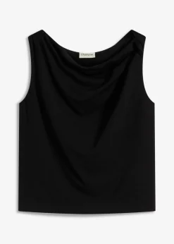 bonprix bonprix Camisetas>Top con detalle anudado Negro