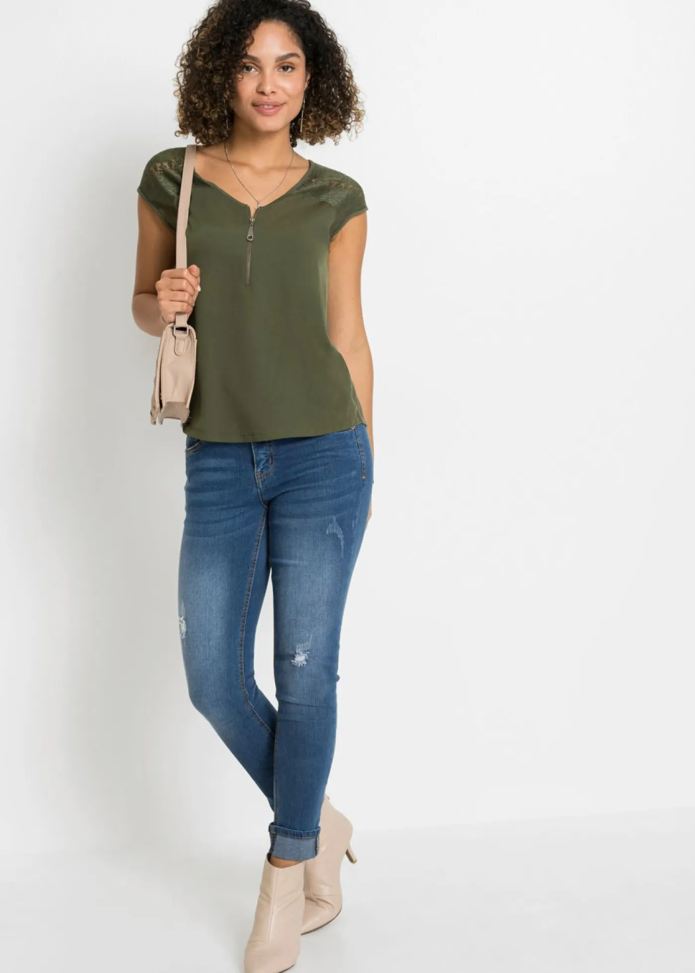 Mujer bonprix bonprix Top con hombros de encaje