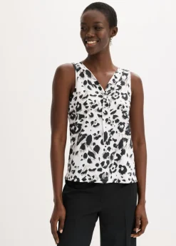 bonprix bonprix Camisetas>Top con lazo estampado leo blanco-taupe.-negro-beige