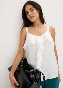 Mujer bonprix bonprix Top con tirantes finos y satén brillante