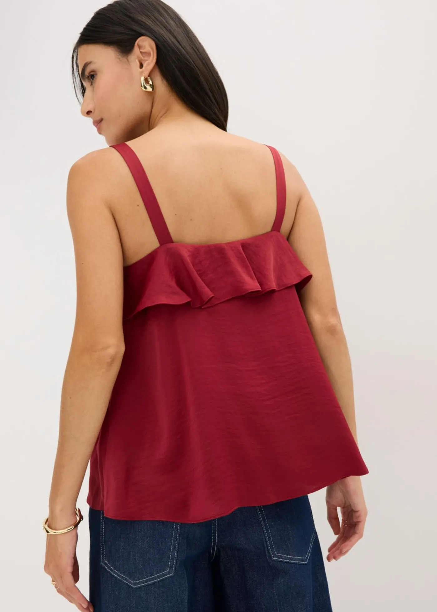 bonprix bonprix Camisas Y Blusas|Camisetas>Top con tirantes finos y satén brillante Rojo