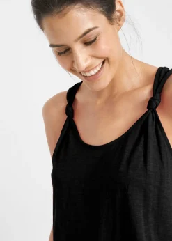 Mujer bonprix bonprix Top de algodón con detalle de nudo