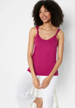 Mujer bonprix bonprix Top de algodón con detalle de nudo