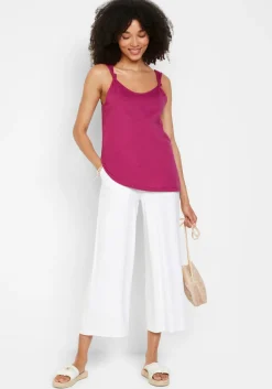 Mujer bonprix bonprix Top de algodón con detalle de nudo