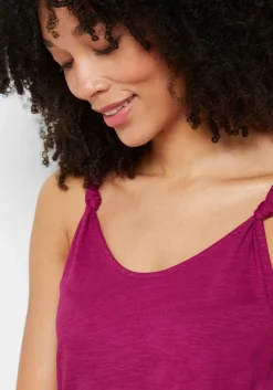 Mujer bonprix bonprix Top de algodón con detalle de nudo