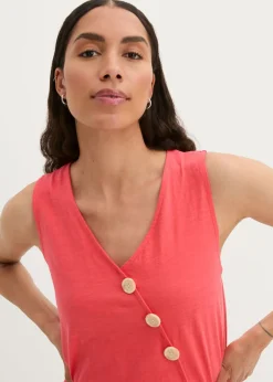 Mujer bonprix bonprix Top de algodón con diseño cruzado y cintura elástica