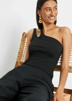 Mujer bonprix bonprix Top de algodón orgánico con hombros al descubierto