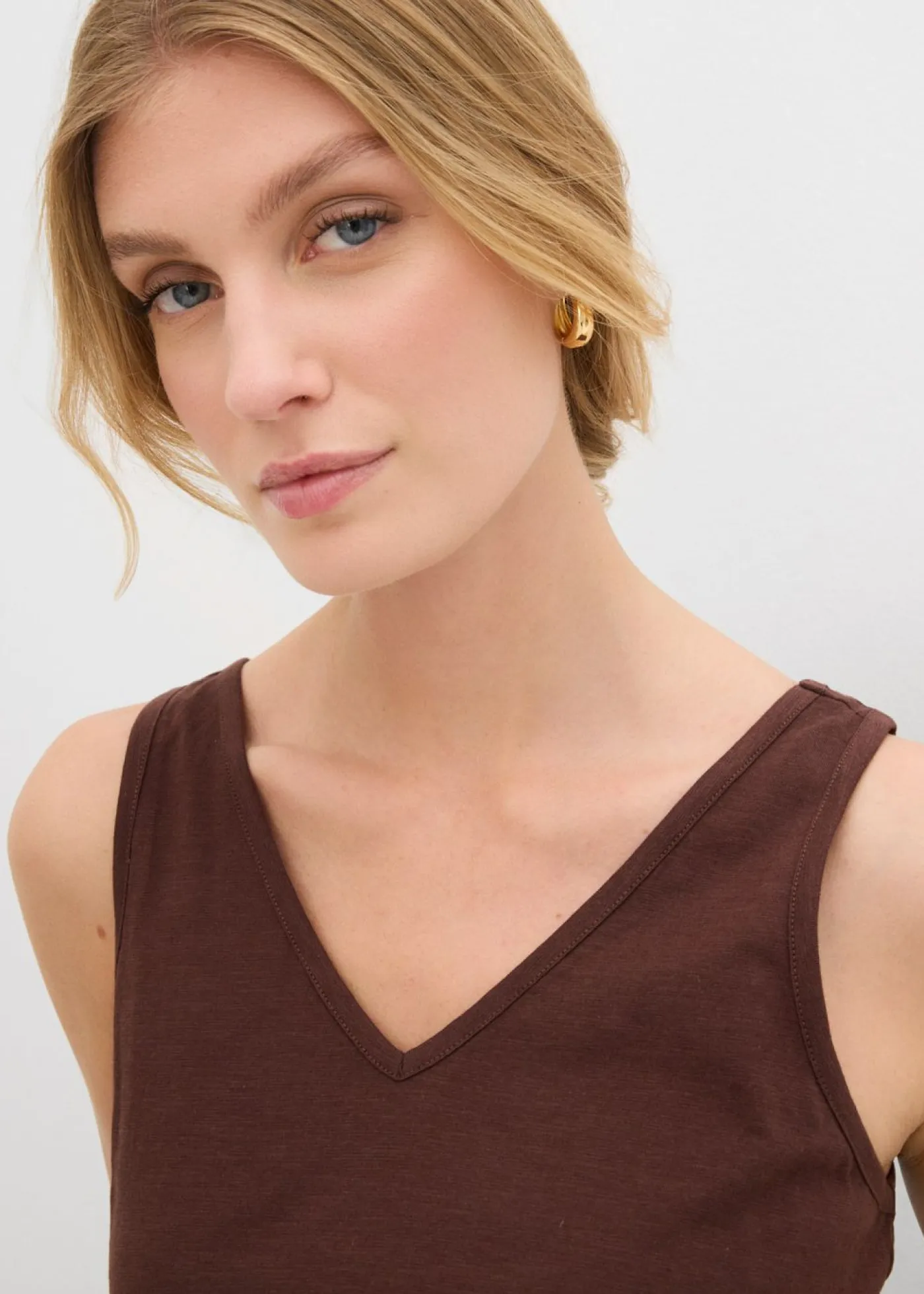 bonprix bonprix Camisetas Interiores|Básicos>Top de algodón orgánico puro (2 unidades) blanco lana/marrón tierra