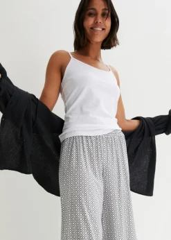 bonprix bonprix Camisetas Interiores|Básicos>Top de algodón orgánico puro con tirantes finos (2 unidades) Blanco-negro