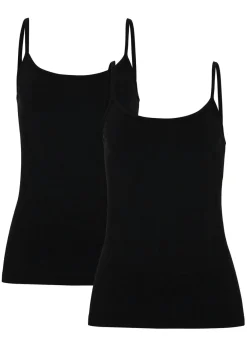 Mujer bonprix bonprix Top de algodón orgánico puro con tirantes finos (2 unidades)