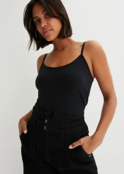 Mujer bonprix bonprix Top de algodón orgánico puro con tirantes finos (2 unidades)