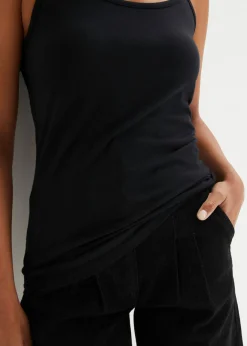 Mujer bonprix bonprix Top de algodón orgánico puro con tirantes finos (2 unidades)