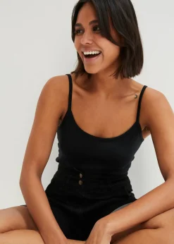 Mujer bonprix bonprix Top de algodón orgánico puro con tirantes finos (2 unidades)