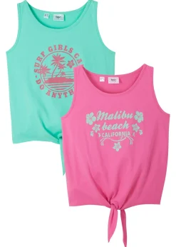 bonprix bonprix Ropa 9 A 16 Años·Camisetas Y Camisas|Ropa 9 A 16 Años·Packs De Ropa>Top de algodón orgánico puro (2 unidades) rosa caliente + mentol