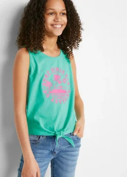 bonprix bonprix Ropa 9 A 16 Años·Camisetas Y Camisas|Ropa 9 A 16 Años·Packs De Ropa>Top de algodón orgánico puro (2 unidades) rosa caliente + mentol