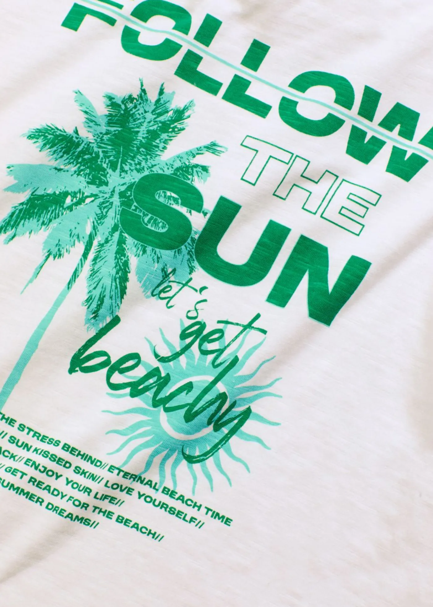 bonprix bonprix Camisetas>Top de algodón puro blanco-verde agua